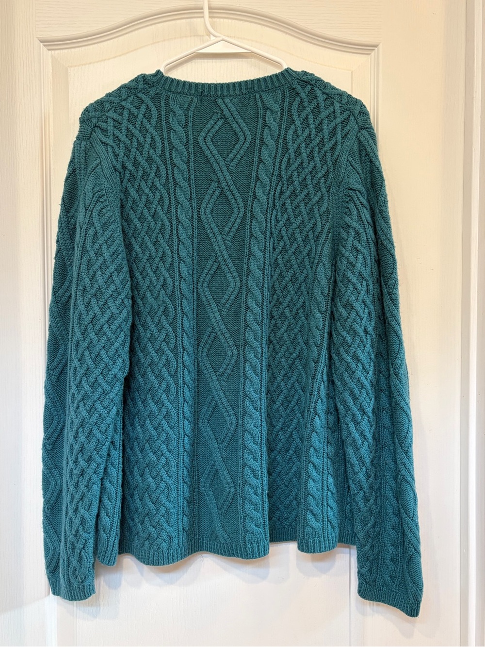 Karen Scott Teal Cable-Knit Crewneck Sweater - Picture 2 of 4